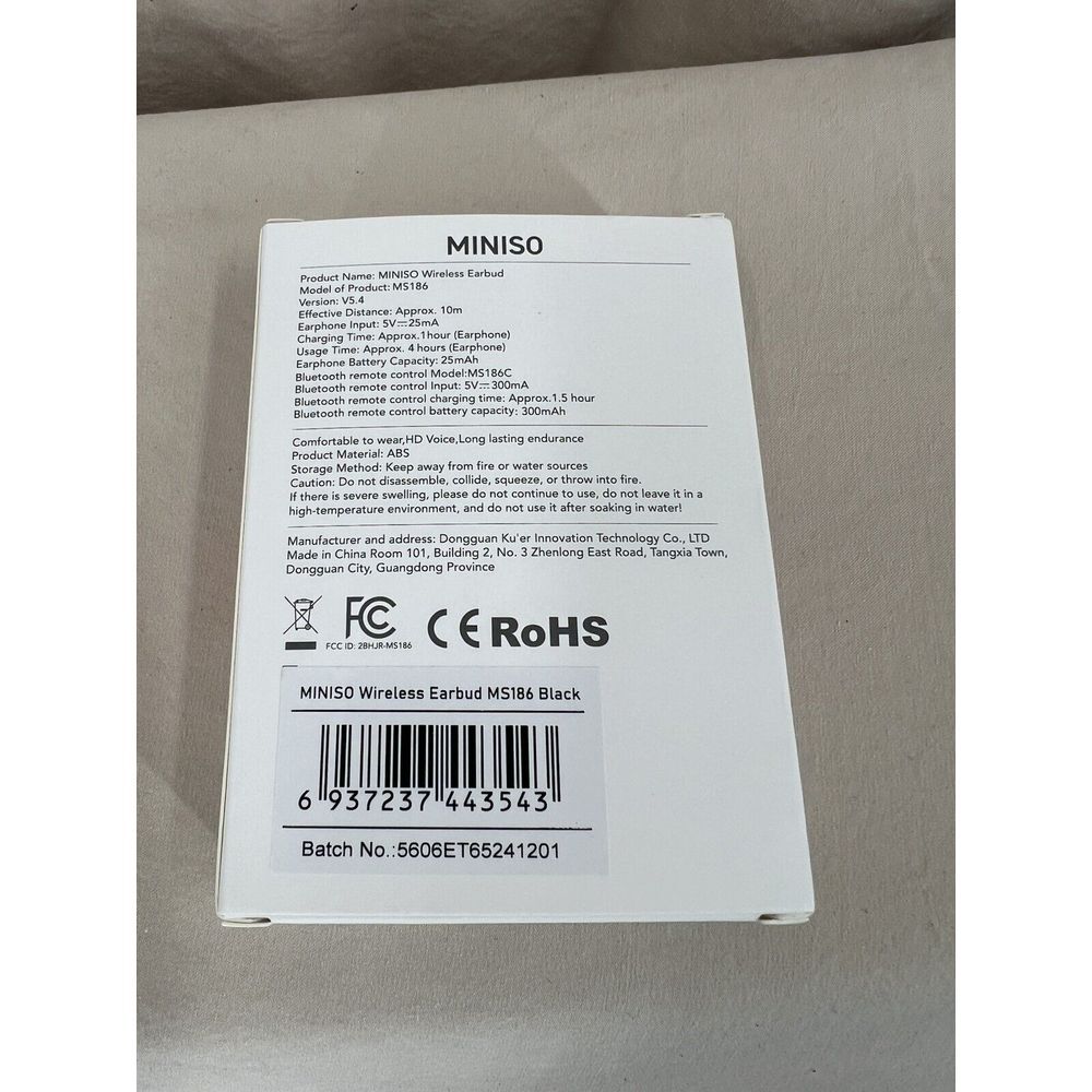 Miniso Wirless Earbud MS186 with Remote Black In Ear Phone Hands Free - Picture 5 of 5